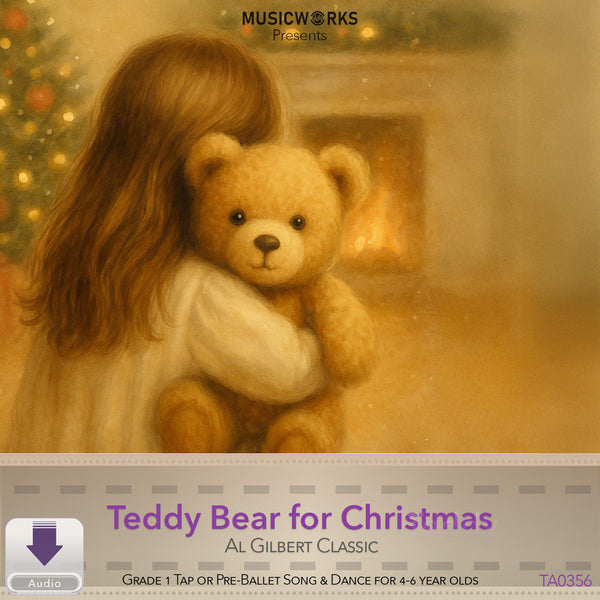 Teddy Bear for Christmas cover art featuring a young girl hugging a teddy bear in front of a warm holiday background.