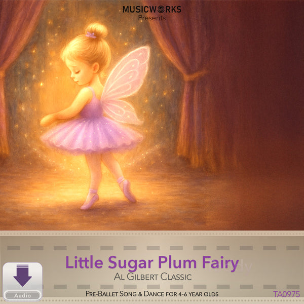 Little Sugar Plum Fairy digital cover art featuring a young ballerina with fairy wings dancing in soft Nutcracker-inspired stage lighting.