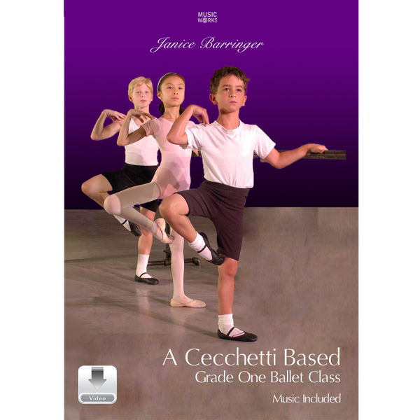 Janice Barringer A Cecchetti Based Grade One Ballet Class digital video download cover art with young ballet students at the barre