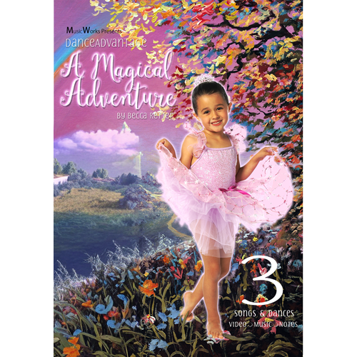 A Magical Adventure dance class cover for Grade 3 featuring a young ballerina in a pink tutu in a whimsical storybook landscape