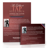 "Back cover and insert art for Al Gilbert Tap Across The Floor – Level 5 Tap Curriculum for Grades 6–9 (Digtial Downlooad Bundle), featuring curriculum overview, included tap combinations, and a photo of Al Gilbert on a maroon background with diagonal corner bands."