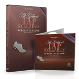 Front cover of Al Gilbert Tap Syllabus Across The Floor for Grades 6–9 CD-DVD bundle, featuring tap shoe icon and icons for video, audio, and notes included in the bundle.