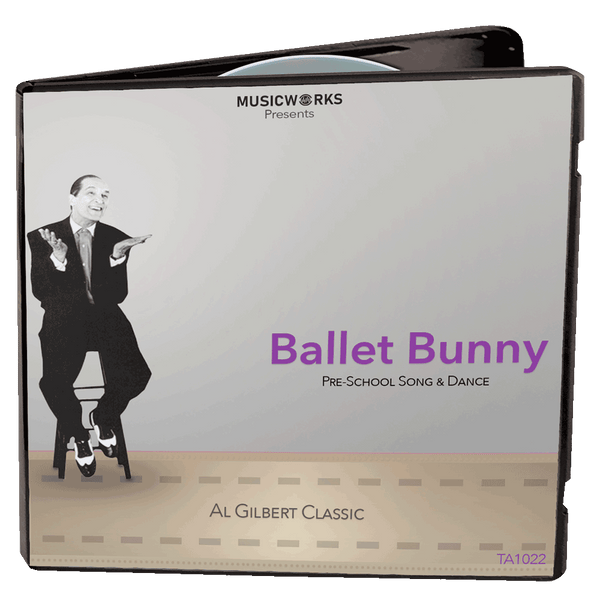 Al Gilbert Ballet Bunny CD cover for a preschool song and ballet dance.