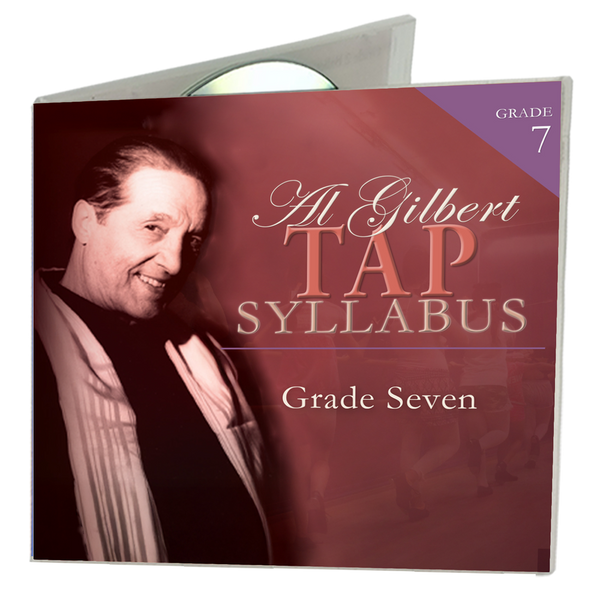 Front cover of the Al Gilbert Grade Seven Tap Technique 3D CD case, showcasing Al Gilbert’s portrait with lavender-grade corner badge and elegant syllabus branding.