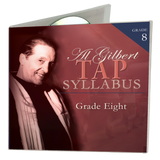 Front cover of the Al Gilbert Grade Eight Tap Technique 3D CD case, showcasing Al Gilbert’s portrait with lavender-grade corner badge and elegant syllabus branding.