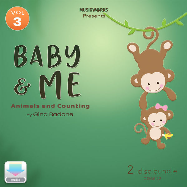 Baby & Me Vol. 3 cover art featuring two cartoon koalas, Creative Movement for Toddlers subtitle, and 2 disc bundle by Gina Badone.