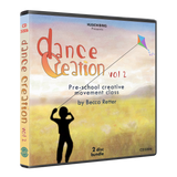 Dance Creation Volume 2 preschool creative movement class double CD case by Becca Retter showing boy with kite silhouette against watercolor field background