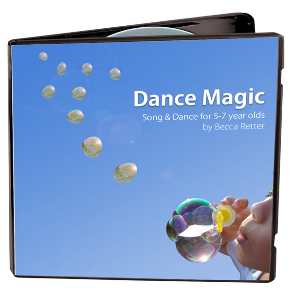 Dance Magic by Becca Retter CD cover– song and dance for ages 5–7 with bubble artwork and audio download.