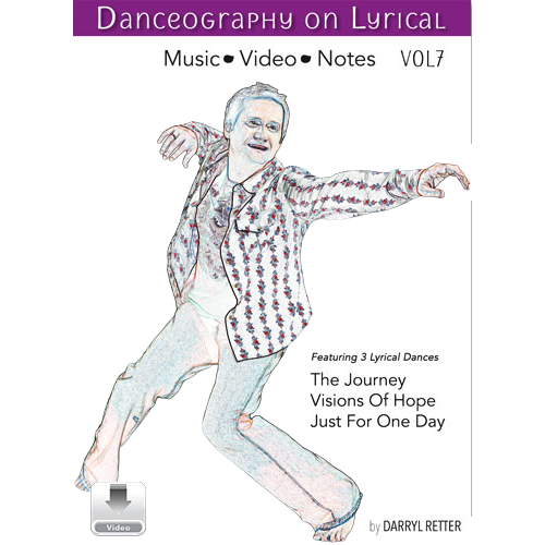 Danceography on Lyrical Vol. 7 by Darryl Retter – lyrical dance collection cover featuring an illustrated male dancer in an expressive extended pose