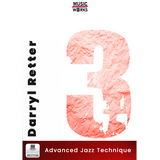 Cover art for Advanced Jazz Technique by Darryl Retter, featuring a graphic design predominantly in green and red, with the number 3 highlighted in red.