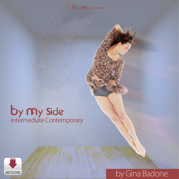By My Side by Gina Badone – intermediate contemporary dance cover featuring a dancer in a suspended pose against a soft blue background