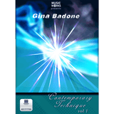 Gina Badone Contemporary Technique Vol. 1 cover art for a MusicWorks dance training resource with blue abstract light design.