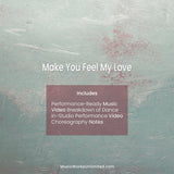 Make You Feel My Love by Gina Badone – back cover with included music, choreography video, performance video, and choreography notes
