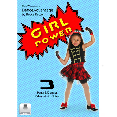 Girl Power Dance Advantage by Becca Retter cover featuring a young dancer in a black and red costume against a blue background.