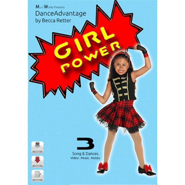 Girl Power Dance Advantage by Becca Retter cover featuring a young dancer in a black and red costume against a blue background.