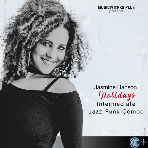 Cover art for Holidays by Jasmine Hanson from MusicWorks Plus. Intermediate jazz-funk combo dance for studio classes, featuring stylish and expressive choreography with a festive edge. The image shows Jasmine Hanson smiling confidently in a black off-shoulder top, representing the fun and sophistication of this seasonal routine.