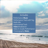 Back cover of Jack B. Nimble Jazz Funk choreography single showing included tracks and class materials – MusicWorks