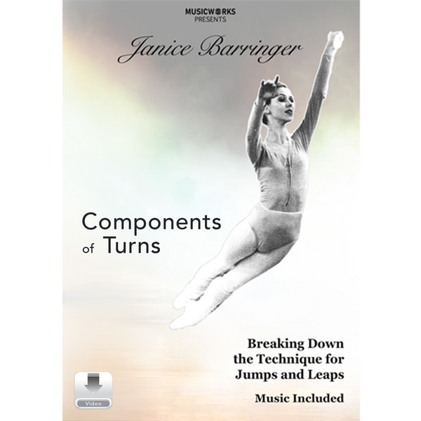 Janice Barringer performing a Ballet Leap on the cover of Ballet Components of Turns 