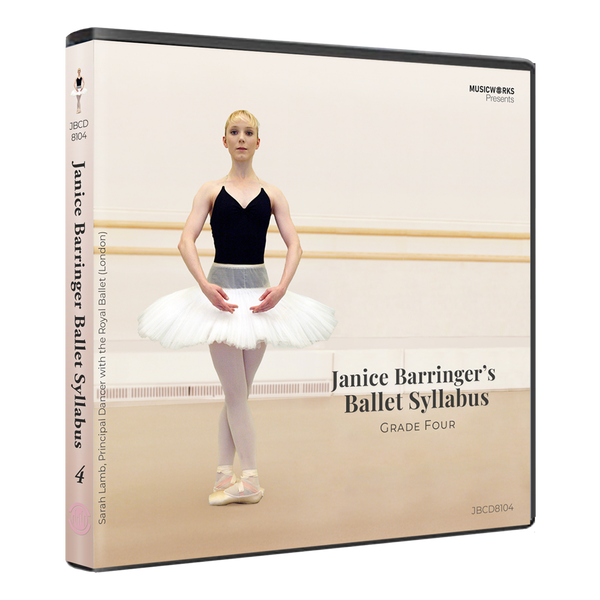 3D mockup of Janice Barringer’s Grade Four Ballet CD with front cover and spine