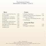 Back cover of Janice Barringer’s Transition Ballet Class 1–2 CD with track listing