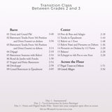 Back cover of Janice Barringer’s Transition Ballet Class 2-3 CD with track listing