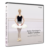 3D mockup of Janice Barringer’s Transition Ballet Class 2-3 CD with front cover and spine