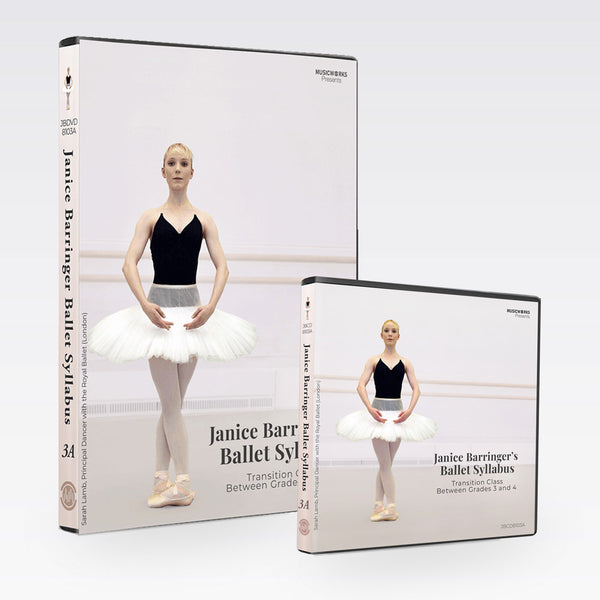 Janice Barringer Grade 3-4 Transitional Class Ballet Technique bundle showing DVD and CD cases