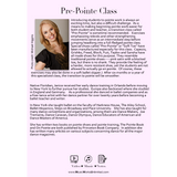 Back cover of Janice Barringer Pre-Pointe Class with teacher bio and description of ballet training content from MusicWorks
