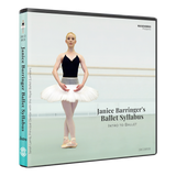3D mockup of Janice Barringer’s Intro to Ballet Syllabus CD with front cover and spine