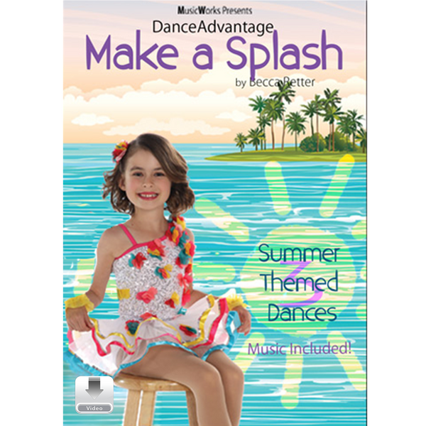 Summer themed preschool dance class Make a Splash by Becca Retter featuring tropical beach scene with young dancer and music included Video front cover