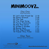 Back cover of MiniMoovz Vol. 2 Digital Download showing hip-hop track list for preschool dance classes