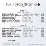 MusicWorks Best of Becca Retter Vol 2 back cover featuring Becca Retter and 6 routines for preschool to intermediate dancers.
