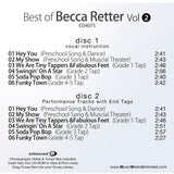 MusicWorks Best of Becca Retter Vol 2 back cover featuring Becca Retter and 6 routines for preschool to intermediate dancers.