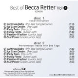 MusicWorks Best of Becca Retter Vol 3 back cover featuring Becca Retter and 6 routines for preschool to intermediate dancers.