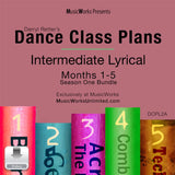 Front cover of MusicWorks Dance Class Plans Intermediate Lyrical by Darryl Retter, Months 1–5 Season One Bundle, video download for dance teachers.