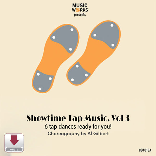 MusicWorks Showtime Tap Music, Vol. 3 Digital Download cover featuring stylized pink tap shoes on a soft pink background with choreography by Al Gilbert