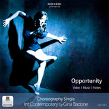 Opportunity intermediate contemporary choreography single by Gina Badone with blue-toned dancer cover art.