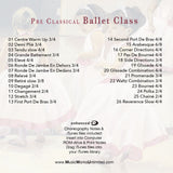 Back cover of Pre Classical Ballet Class CD by Al Gilbert with ballet exercise track list and class notes info