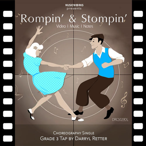 Rompin’ & Stompin’ electro swing tap dance routine for Grade 3 featuring vintage swing-style illustration