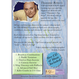 Instructional video cover for 'Thommie Retter's TAP GENERATION', featuring a portrait of Thommie Retter, a list of seven tap combinations, and a blue badge indicating a free CD of music included.