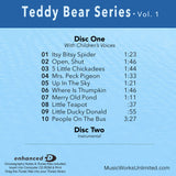 Teddy Bear Series Vol. 1 back cover with track listing for preschool dance songs