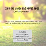 Don’t Sit Under the Apple Tree Electro Swing Mix by Darryl Retter back cover listing music tracks, videos, and choreography notes.