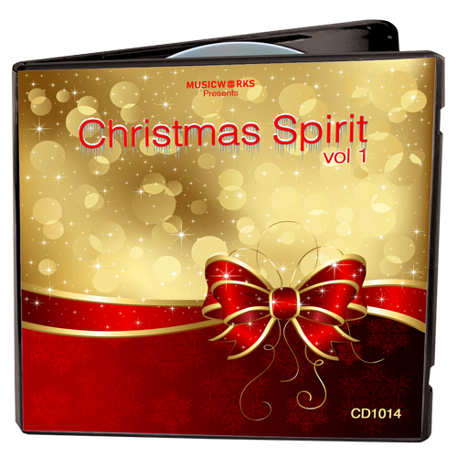 Christmas Spirit by Brandon Jarrett, holiday music CD cover featuring a red bow and gold sparkling background.