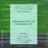o Ch’ Boogie Electro Swing Mix by Darryl Retter back cover listing performance and instrumental music, videos, and choreography notes.