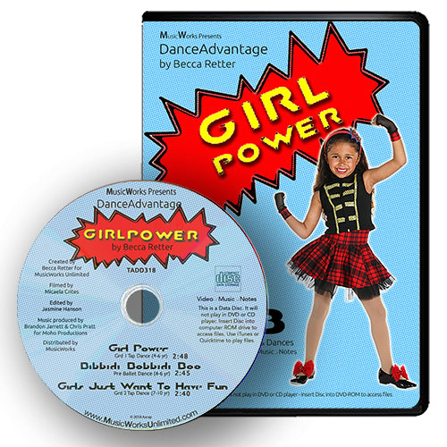 Girl Power Dance Advantage by Becca Retter cover featuring a young dancer in a black and red costume against a blue background.