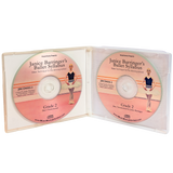 Open case of Janice Barringer’s Grade Two Ballet Syllabus set showing two discs labeled instrumental and instructional