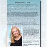 Back cover of Janice Barringer Beginner Pointe Classes featuring product description and ballet teacher biography from MusicWorks