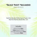 Hot Mambo (Re Duex) by Linda Bernabei Retter back cover listing performance and radio mix music, choreography videos, and notes.