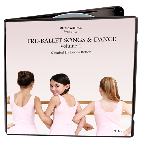 Pre Ballet Songs and Dances for Children Vol 1 audio by Al Gilbert front CD Cover –  MusicWorks preschool ballet curriculum with music and choreography for young dancers