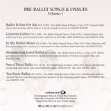 Pre Ballet Songs and Dances for Children Vol 2 audio by Al Gilbert Digital Download Back Cover with Track Listing.